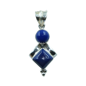 Collier avec pendentif en lapis-lazuli bleu naturel, pendentif en argent sterling 925, grand bijou en lapis-lazuli, cadeau pour femme - Product Image 1