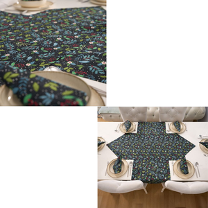 Elegante Juego de Mesa de Comedor de Algodón con Diseño Tradicional de 7 Piezas y Patrón Floral, Incluye 6 Manteles Individuales y 1 Camino de Mesa Triangular para Uso Doméstico - Product Image 5