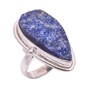 Joyería hecha a mano de plata antigua Anillos finos personalizados con forma de pera natural Piedra preciosa de lapislázuli en bruto Directo del fabricante exportador - Product Image 1