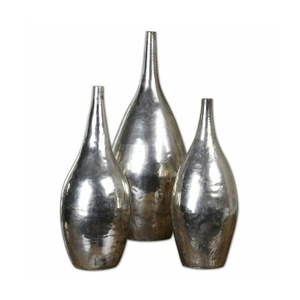 2026 Newest Design Set of Three Flower Pot Tableware Classic Design Flower Vase Silver Color for Indoor & Outdoor Decoration - Product Image 1