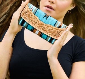 ผ้าห่มอานสีเหลืองทำด้วยมือสำหรับผู้หญิงกระเป๋าสตางค์หนังแท้พิมพ์ลายสัตว์โบฮีเมียนวินเทจแฟชั่นปัก RFID - Product Image 2