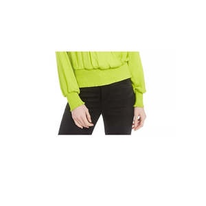 Top Elegante da Donna in Chiffon con Scollo Incrociato XS/XL Verde, Maniche a Sbuffo, Vita Impero, Logo Personalizzato, Casual per Occasioni Diurne, con Volant - Product Image 3