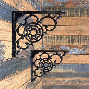 Soporte de estante de aluminio fundido Vintage, soporte de esquina de Metal rústico montado en la pared, soporte de estante decorativo antiguo de alta resistencia - Product Image 4