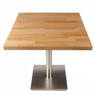 Ensemble de table à manger de restaurant moderne, table carrée en bois massif, base en métal, chaises rembourrées pour café, bistrot, hôtel, mobilier