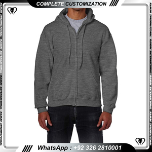 Personalizado Sudadera con capucha en blanco hombres streetwear de alta calidad de gran tamaño de algodón de peso pesado cremallera Sudadera con capucha fabricante - Product Image 2
