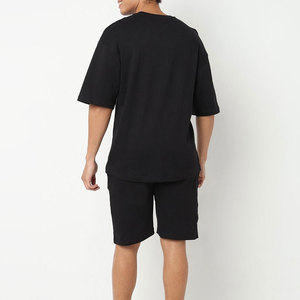 Men's Black Skull Print <b>Knitted</b> T-Shirt And Shorts <b>Set</b> Casual Summer Breathable Outfit - Product Image 2