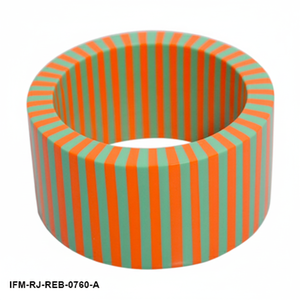 Brazalete de Resina a Rayas - Joyería de Brazalete Grueso con Rayas Verticales Naranja y Verde para Mujer - Product Image 2