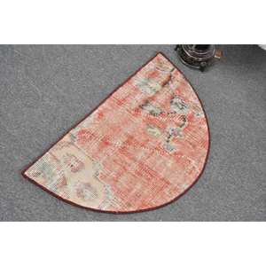 พรมตุรกี2.5ft x 1.5ft แนววินเทจสีแดงสีเบจผ้าขนสัตว์แอบสแตรกพื้นที่ขนาดใหญ่รูปสี่เหลี่ยมผืนผ้าโถงทางเดินน้ำยางขนาด10มม. สำหรับห้อง - Product Image 4