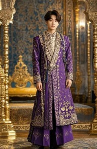 Trendy Designer-Heavy Embroidery on Groom Stylish Sherwani with Embellished crystal glass beads, Stone, Dabka, Resham work=2025 - Product Image 2