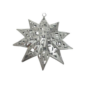 Nueva estrella colgante de hierro decorativa, estrella plateada, decoración de pared para Navidad, hecha a mano, al por mayor a granel - Product Image 1