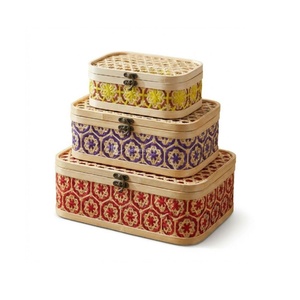 Viettimecraft Bamboo <b>Gift</b> <b>Hamper</b> Box Set Handwoven Storage Box Lid Eco-Friendly <b>Gift</b> Packaging for Ramadan Indoor Use Wholesale - Product Image 1