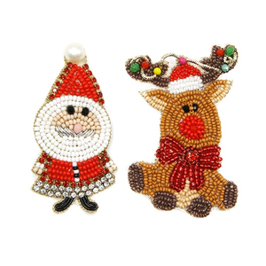 Broche de renne brodée à la main avec des perles, design unique de flocon de neige en perles de graines, cadeaux de Noël et de mariage pour enfants - Product Image 2