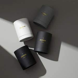 Boîte cylindrique en carton noir avec couvercles ronds, emballage en tube de papier pour flacon de parfum, emballage de pot de bougie - Product Image 5