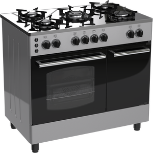 Cuisinière à gaz autoportante 60x90 avec dessus en verre, four à gaz SABAF à trois brûleurs avec compartiment pour bouteille - Product Image 2