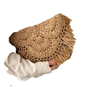 Bolso de paja tejido de un hombro para mujer, bolso tejido a mano, bolso de paja, bolsos de playa de macramé de ganchillo, directo del proveedor indio - Product Image 1