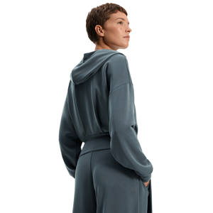 Ensemble de survêtement décontracté pour femmes, style uni, sweat-shirt à capuche personnalisé avec logo 2025, pantalon de jogging évasé, ensemble 2 pièces évasé 380 g/m² - Product Image 3