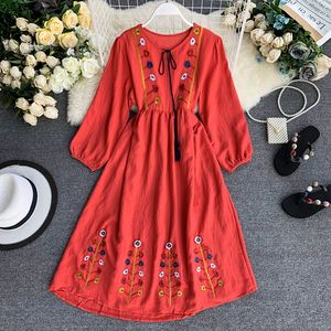 Mode d'été 100% Coton Mexicain Brodé Femmes Designer Tunique Tops Floral Pattern Floor-Length Dress Hand Embroidery - Product Image 4