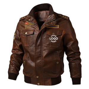 Chaqueta Bomber de cuero PU de alta calidad para hombre, bordado personalizado, impermeable, para exteriores, para motocicleta, ligera, para invierno, superventas, con bolsillo - Product Image 2