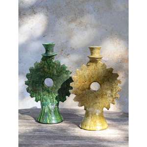 เครื่องปั้นดินเผาทามเกรตูร์ตทำมือจากโมร็อกโก เคลือบสีเขียว งานฝีมือเซรามิก ชามวินเทจ งานฝีมือเบอร์เบอร์ ของตกแต่งบ้าน ของขวัญ - Product Image 1