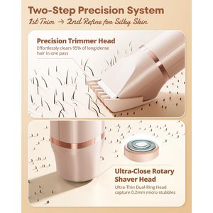 Tondeuse électrique rechargeable pour femme, rasoir indolore en céramique pour l'épilation des bras, des jambes, du maillot, du visage et du corps - Product Image 6
