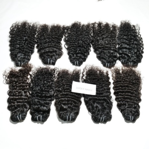 Extensiones de cabello humano virgen indio precio barato al por mayor cutícula alineada onda profunda suelta en estilo natural - Product Image 3