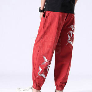 Best Selling OEM Customizable <b>Elastic</b> <b>Waist</b> <b>Trousers</b> Professional Cotton Fabric Lightweight Embroidery Design Available Bulk - Product Image 4