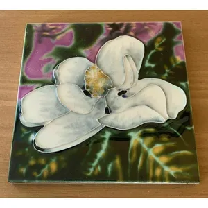 Fleur de Magnolia Blanc Art Mural Décoratif 6x6 Nouveau Carreau de Céramique Cadeau de Noël et du Nouvel An - Product Image 1