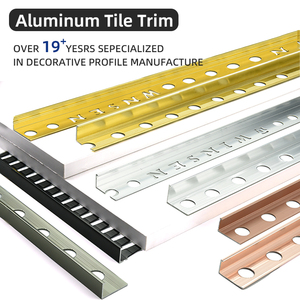 Hiện đại Anodized kim loại <span class=keywords><strong>L</strong></span> hình dạng gạch <span class=keywords><strong>TRIM</strong></span> 2.5m Vàng góc Dải với không thấm nước bền dễ dàng cài đặt - Product Image 3