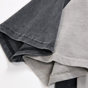 Camiseta de hombro caído Vintage lavada con ácido para hombre 100% algodón pesado estilo de la vieja escuela Ajuste de gran tamaño Dropshipping ¡Bienvenido! - Product Image 3
