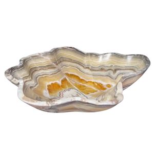 Cuenco Decorativo de Piedra Sólida de Lujo Sostenible Hecho a Mano con Diseño de Flor de Ónix Ámbar Translúcido, Centro de Mesa para el Hogar, Regalo - Product Image 1