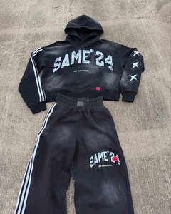 Conjunto de Sudadera con Capucha y Pantalones Deportivos de Invierno para Mujer, de Alta Calidad, Personalizado, de Algodón, con Apliques Bordados y Lavado Ácido - Product Image 4