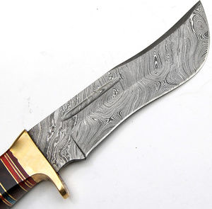 2025 personnalisable OEM vente en gros à la main en acier damas couteau de chasse lame fixe gaine en cuir Camping en plein air survie - Product Image 4