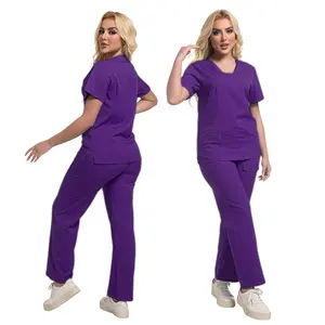 ชุดพยาบาลยืดหยุ่นแขนสั้นของผู้หญิงชุดเครื่องแบบโรงพยาบาล-ขายส่งสำหรับพยาบาลและเจ้าหน้าที่ทางการแพทย์ - Product Image 2