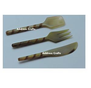 Juego de cubiertos de alta calidad más populares Juego de cubiertos de mesa de cuerno de búfalo de 3 piezas Juego de vajilla para servir comida - Product Image 2