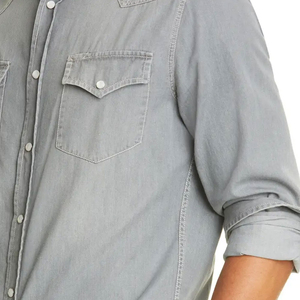 Camisas de hombre de algodón 2025 Primavera Verano personalizado OEM hombres camisa de mezclilla de manga larga hombres vestido casual camisas de mezclilla masculina servicio OEM - Product Image 4