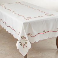 Nappe ronde en coton brodé, motif uni moderne, imperméable, personnalisable, décoration d'intérieur, faite à la main, lavable