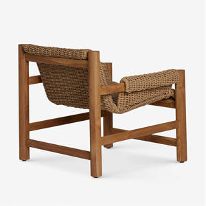 Chaise longue de luxe en rotin PE de qualité supérieure avec aspect bois naturel pour la détente en extérieur, patio, jardin, hôtel - Carmilla - Product Image 3