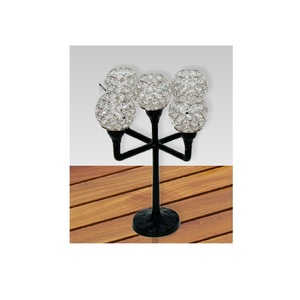 5 Arms Crystal Beaded Decorative Aluminum Metal black powder coated Finishing Candle Stand For Hotel Or Restaurant Decoration - Product Image 1