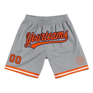 Industrie Direct Engro Authentic Throwback Basketball Shorts Custom Gray Orange-Navy Solid Corduroy Solid Basketball Shorts - Product Image 1