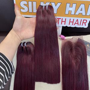 Vente en gros de paquets de cheveux lisses de toutes les couleurs avec fermeture, extensions de cheveux raides en os vietnamien Remy - Product Image 3