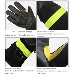 Gants de sécurité de haute qualité Prix de vente en gros Gants de sécurité ignifuges Vente chaude Prix bas Cuir Meilleurs gants de sécurité pour pompiers - Product Image 5