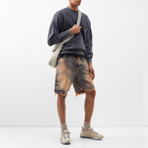 Nueva llegada al por mayor de Verano de la calle pantalones cortos holgados de Jean logotipo personalizado Premium Color sólido pantalones cortos de mezclilla para los hombres OEM con servicio - Product Image 2