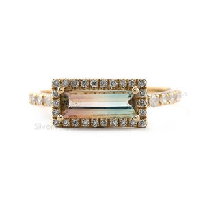 Dernière collection Classique Bague en or 14 carats avec tourmaline pastèque pour femme Anniversaire de mariage - Product Image 3