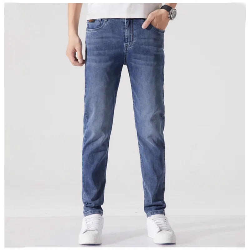 2023 Spring Summer New Men's Stretch Slim Jeans Cotton Casual Simple Trousers Fashion Denim Pants Streetwear Classics Pants