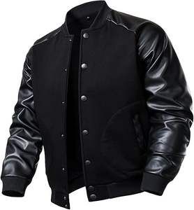 Veste de baseball universitaire personnalisée pour hommes blouson bombardier Letterman en coton mélangé avec manches en similicuir manteau bombardier - Product Image 1