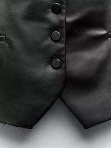 Chaleco de Cuero Genuino para Hombre, Estilo Urbano, Cuello en V, Cierre de un Solo Botón, Impermeable, Transpirable, para Invierno, con Bolsillos, Informal - Product Image 5