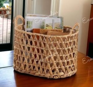 Handmade Natural Woven Rattan Basket Living Room Home Furniture-Magazine <b>Rack</b> Newspaper Storage Holder Handmade Rattan Magazine - Product Image 3
