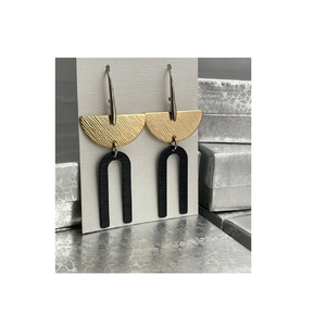 Boucles d'oreilles ovales en laiton plaqué or, bijoux fantaisie, texture gaufrée New York, pour filles modernes, nouveauté 2022 - Product Image 1