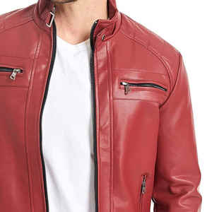 Chaqueta de cuero de piel de cordero auténtica negra personalizada de alta calidad para hombre chaqueta de cuero de manga larga para exteriores de invierno a la moda - Product Image 6