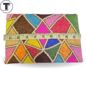 Multicolor Beaded <b>Bag</b> with Handle, Handheld <b>Bag</b>, Casual Hand <b>Bag</b>, Indian Handicraft, Handmade, <b>Baguette</b> <b>bag</b>, - Product Image 5